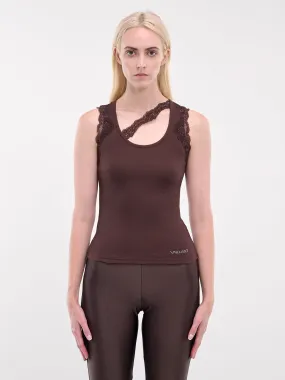 Lace Trim Ribbed Tank (TO080-CHOCOLAT)