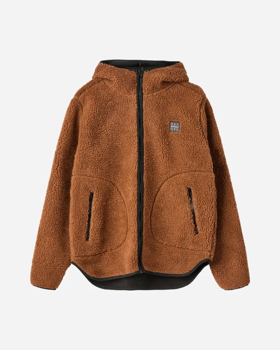 Langli Hooded Pile Jacket - Bison Brown
