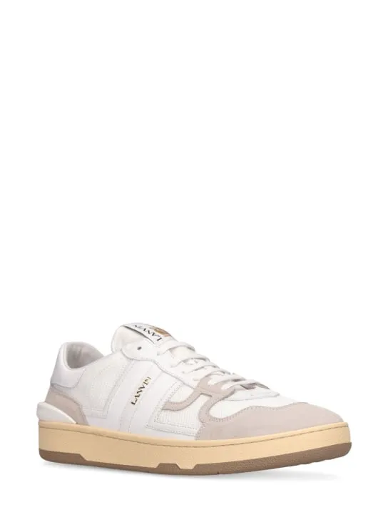 Lanvin   Clay leather & mesh low-top sneakers 
