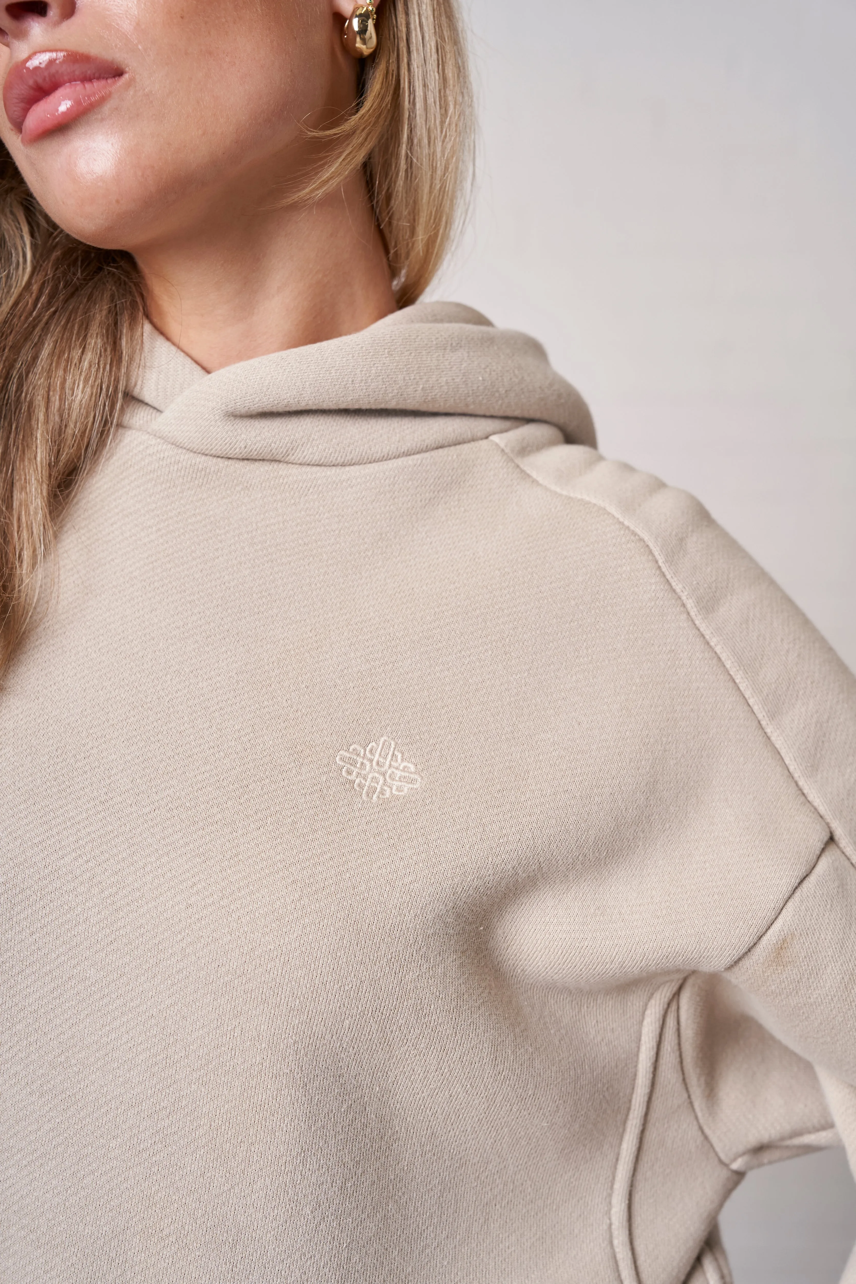 LAUNDERED CLASSICS SEAM DETAIL HOODIE - BEIGE