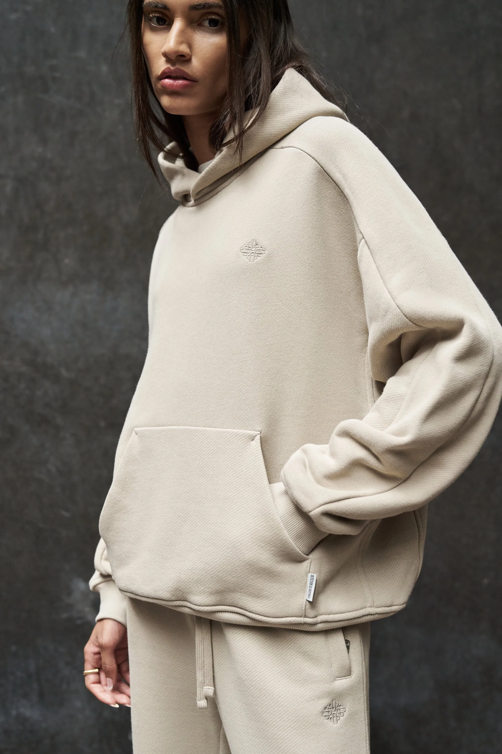 LAUNDERED CLASSICS SEAM DETAIL HOODIE - BEIGE