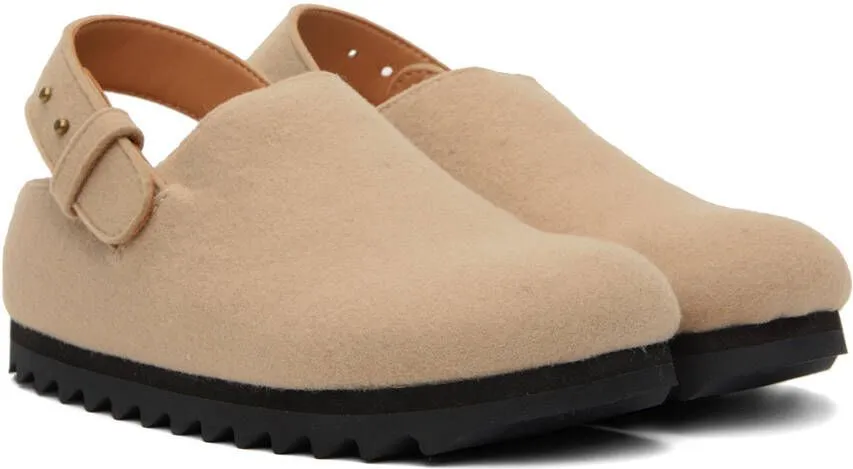 Lauren Manoogian Beige Felt Buckle Mules