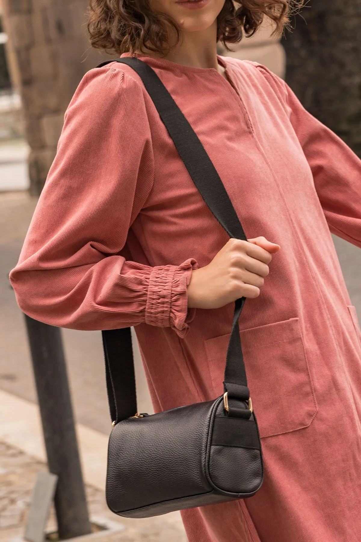 Leather Crossbody in Black