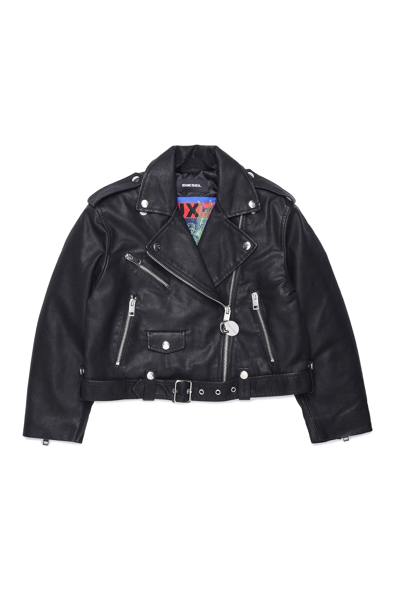 Leather Look Zip Up Black Jacket