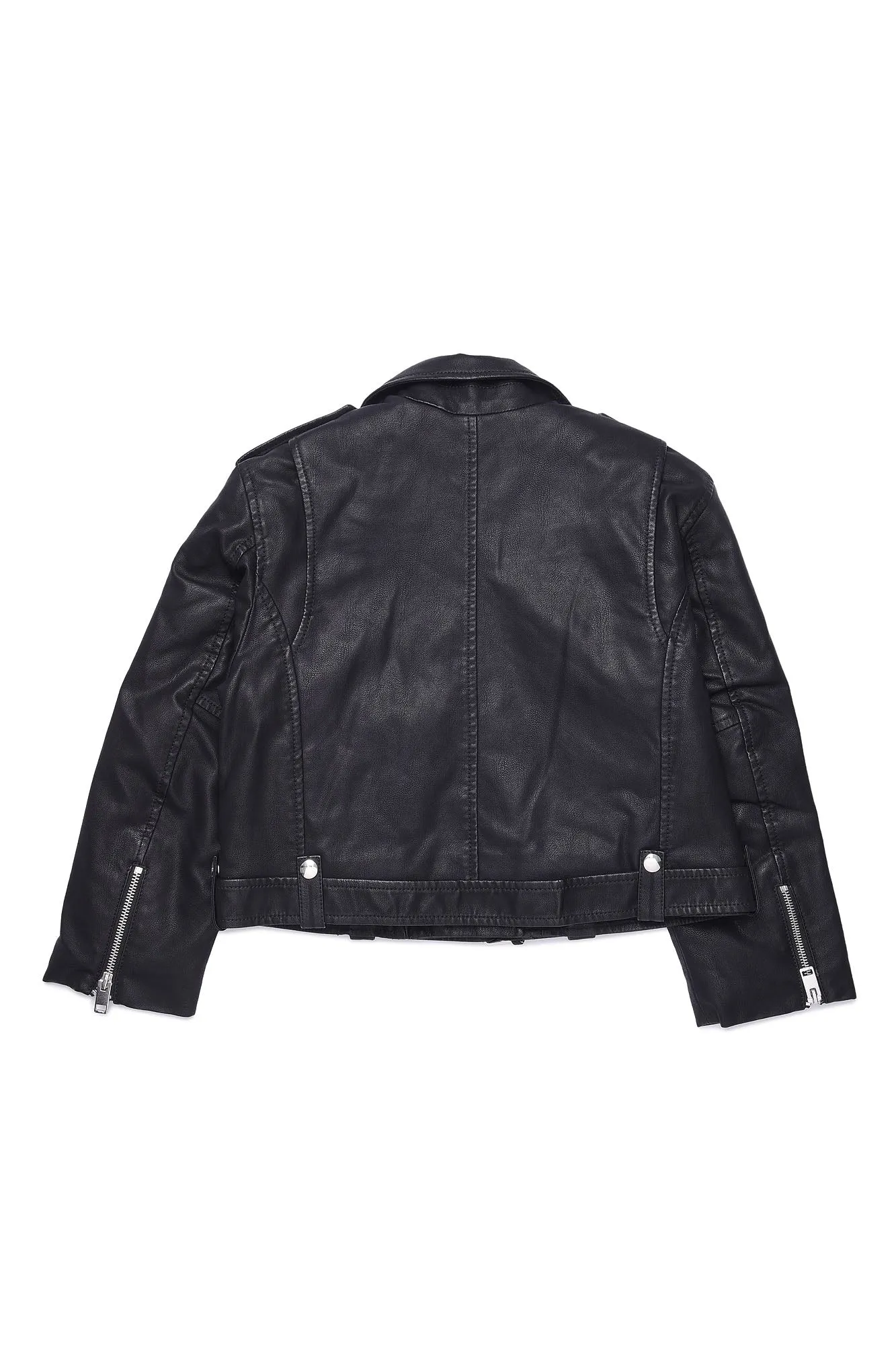 Leather Look Zip Up Black Jacket