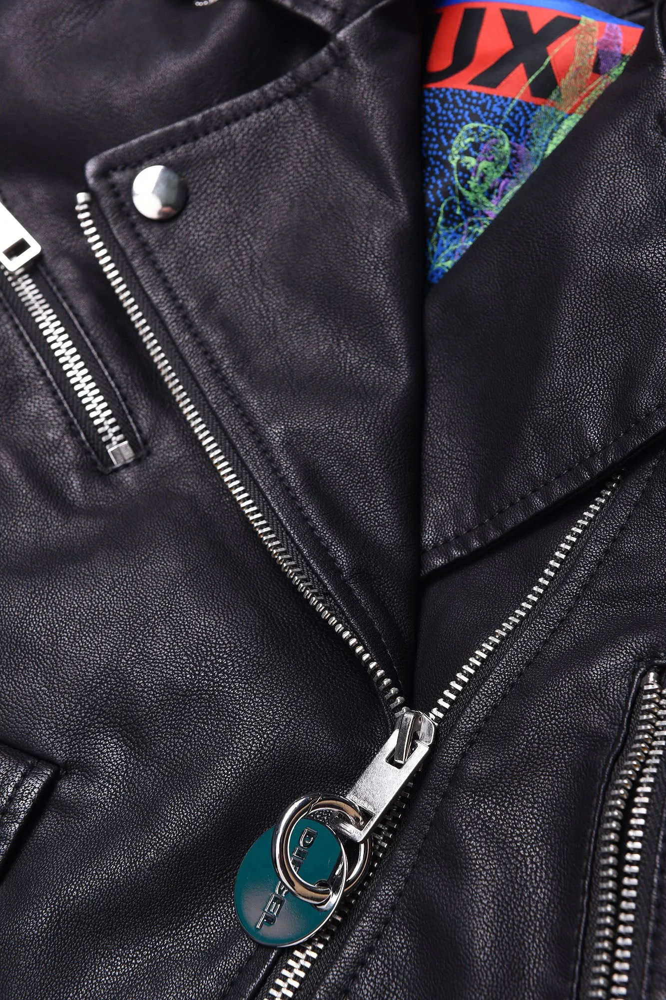 Leather Look Zip Up Black Jacket