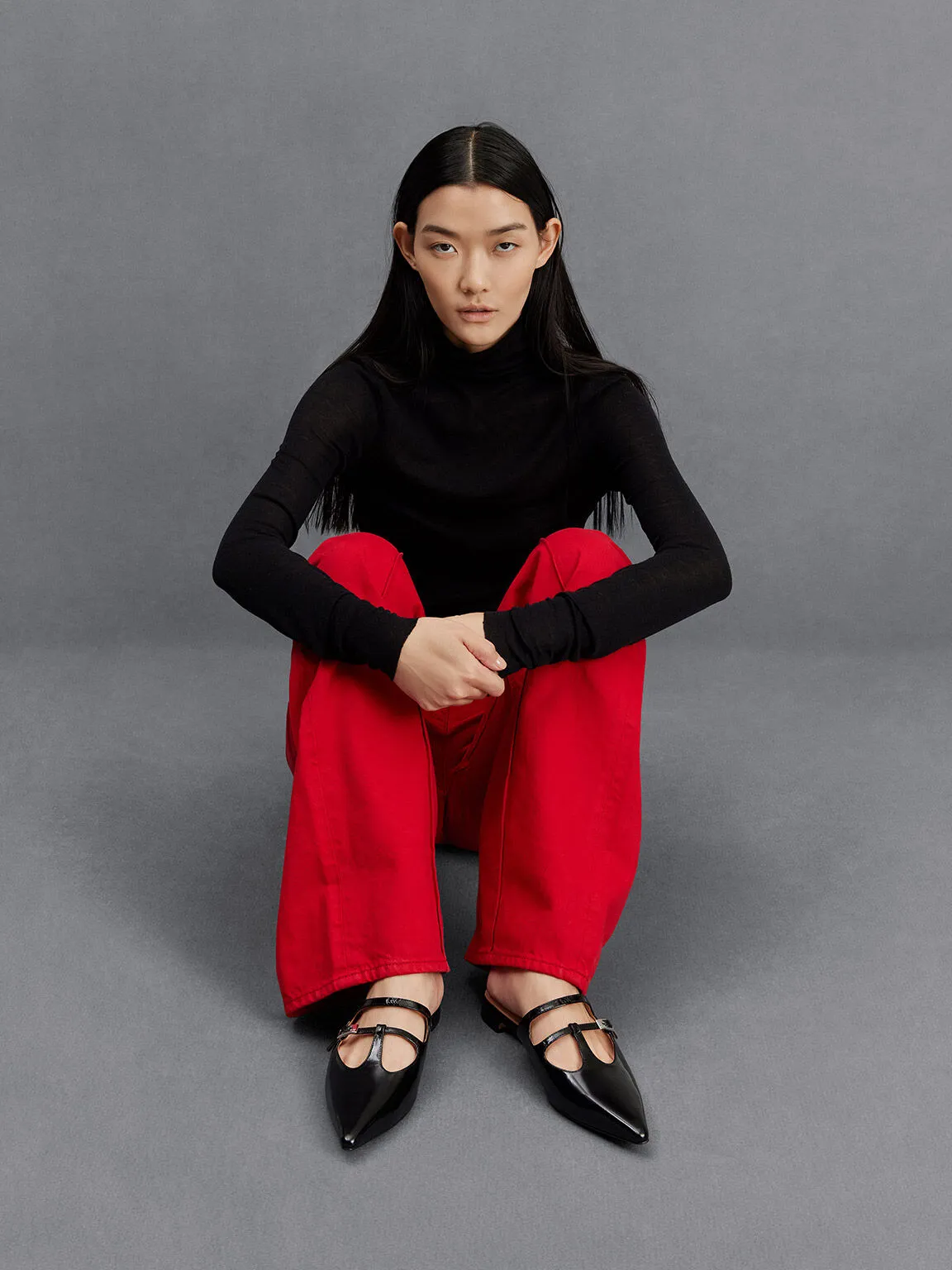 Leather T-Bar Double-Strap Mules - Black Box