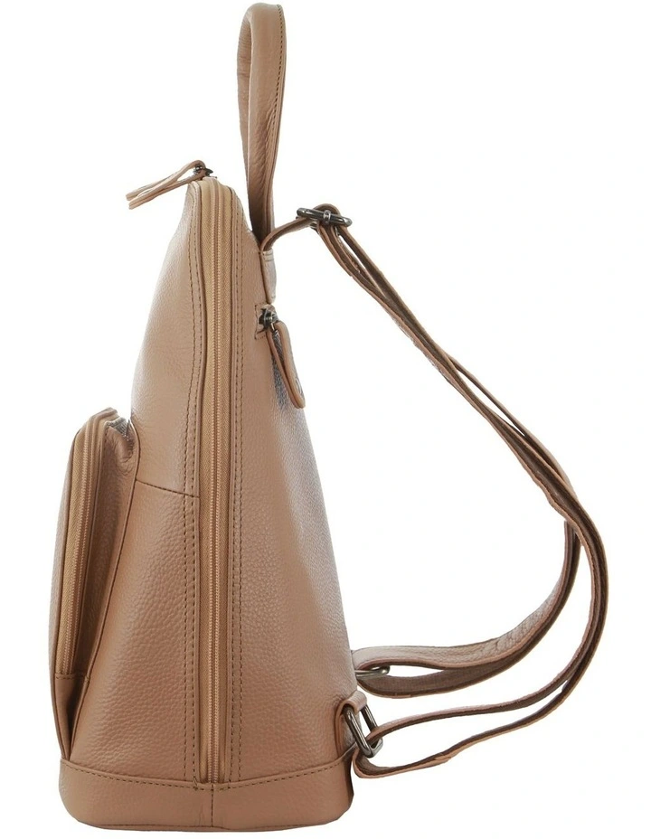 Leather Twin Zip Backpack in Burro