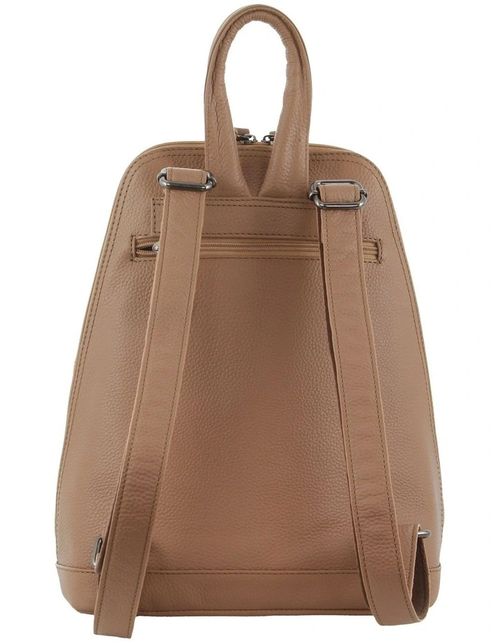 Leather Twin Zip Backpack in Burro
