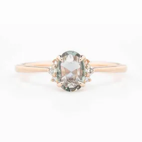 Lena Ring 0.55ct Light Green Madagascar Sapphire, 14K Rose Gold (One of a kind)