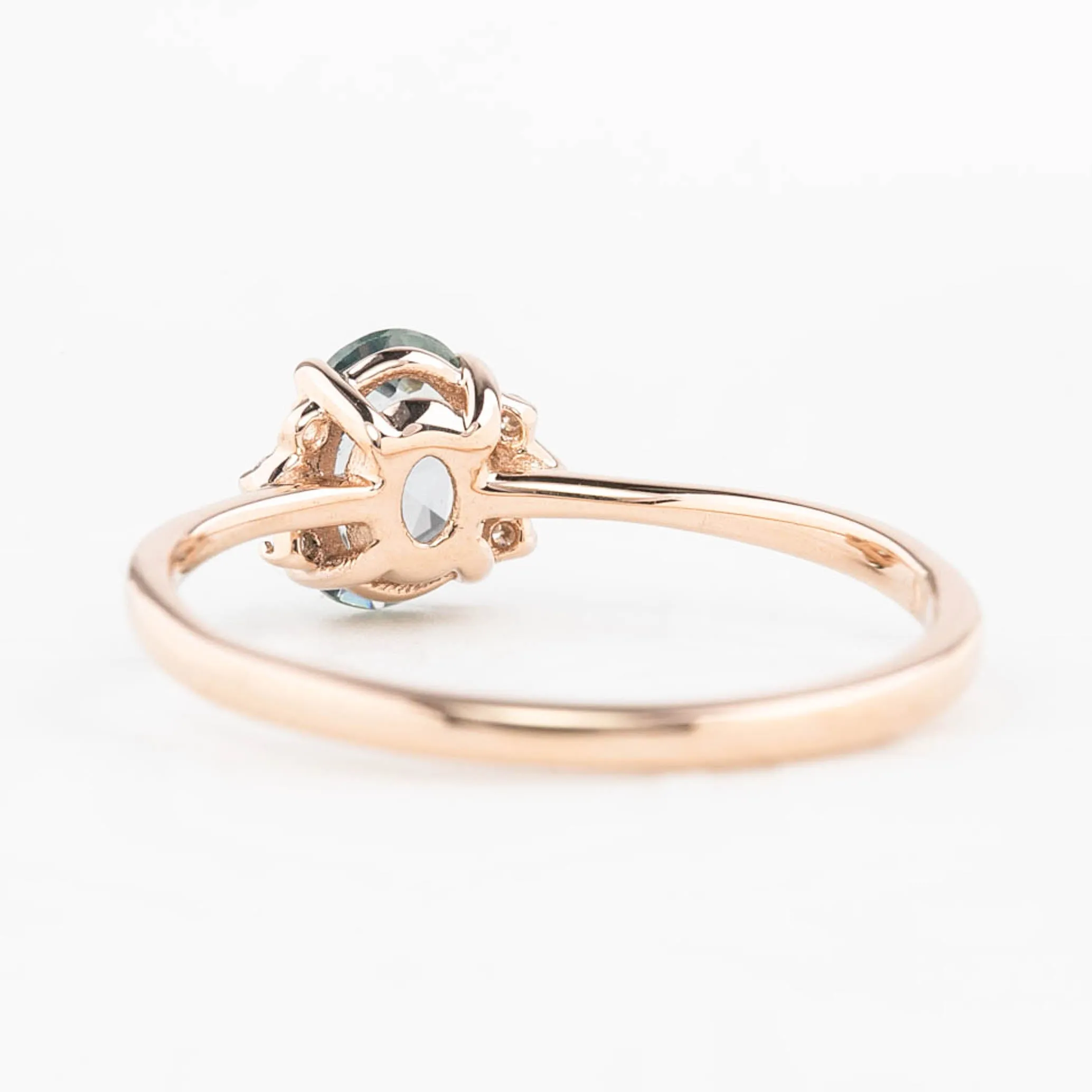 Lena Ring 0.55ct Light Green Madagascar Sapphire, 14K Rose Gold (One of a kind)