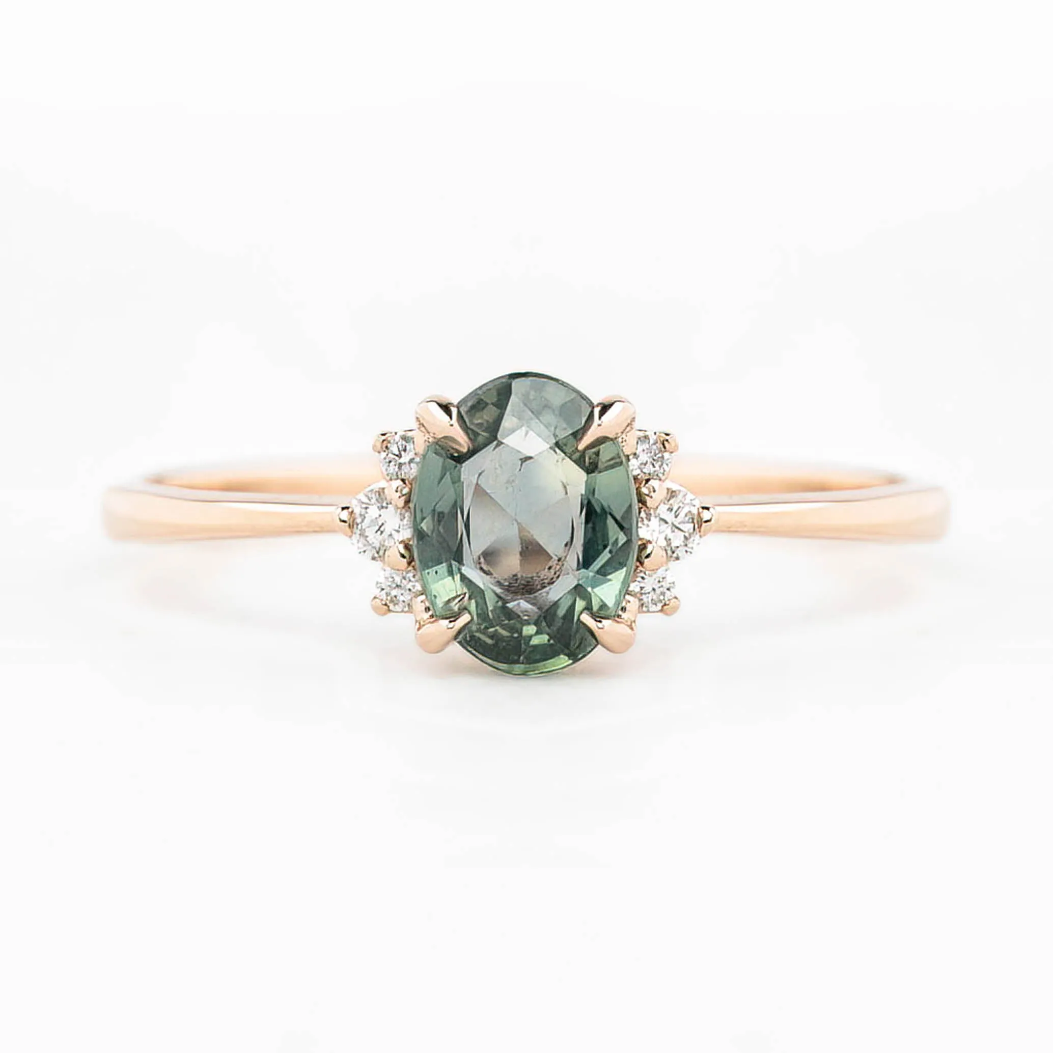 Lena Ring 0.79ct Green Madagascar Sapphire, 14K Rose Gold (One of a kind)