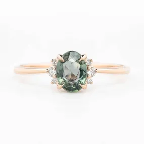 Lena Ring 0.79ct Green Madagascar Sapphire, 14K Rose Gold (One of a kind)