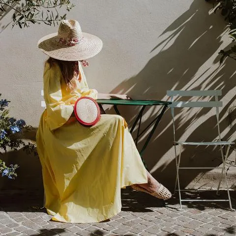 --Liberty Blue Flower Ribbon Straw Hat-