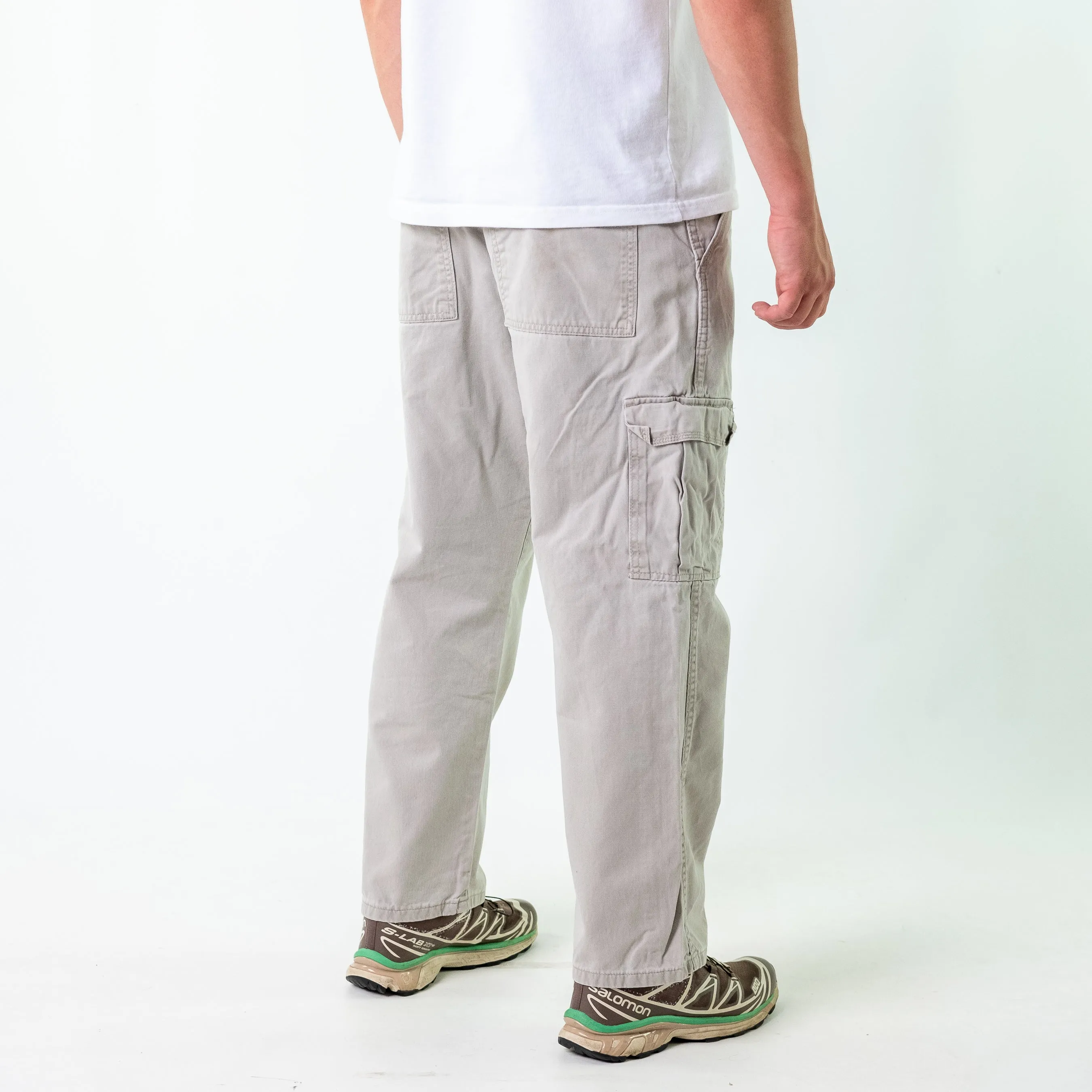 Light Grey 90s Wrangler Woven Cargo Pants Baggy Pants (34x30)