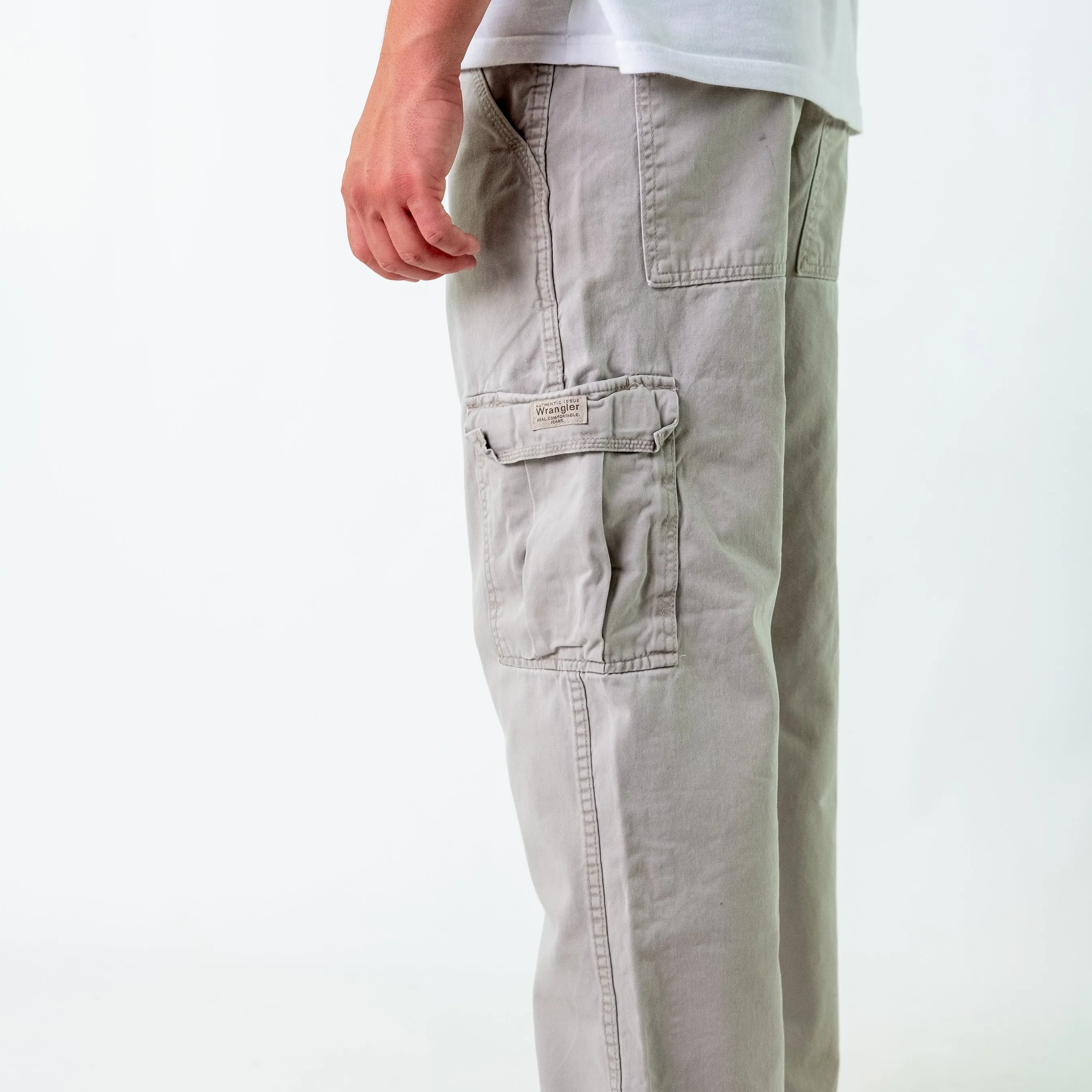 Light Grey 90s Wrangler Woven Cargo Pants Baggy Pants (34x30)