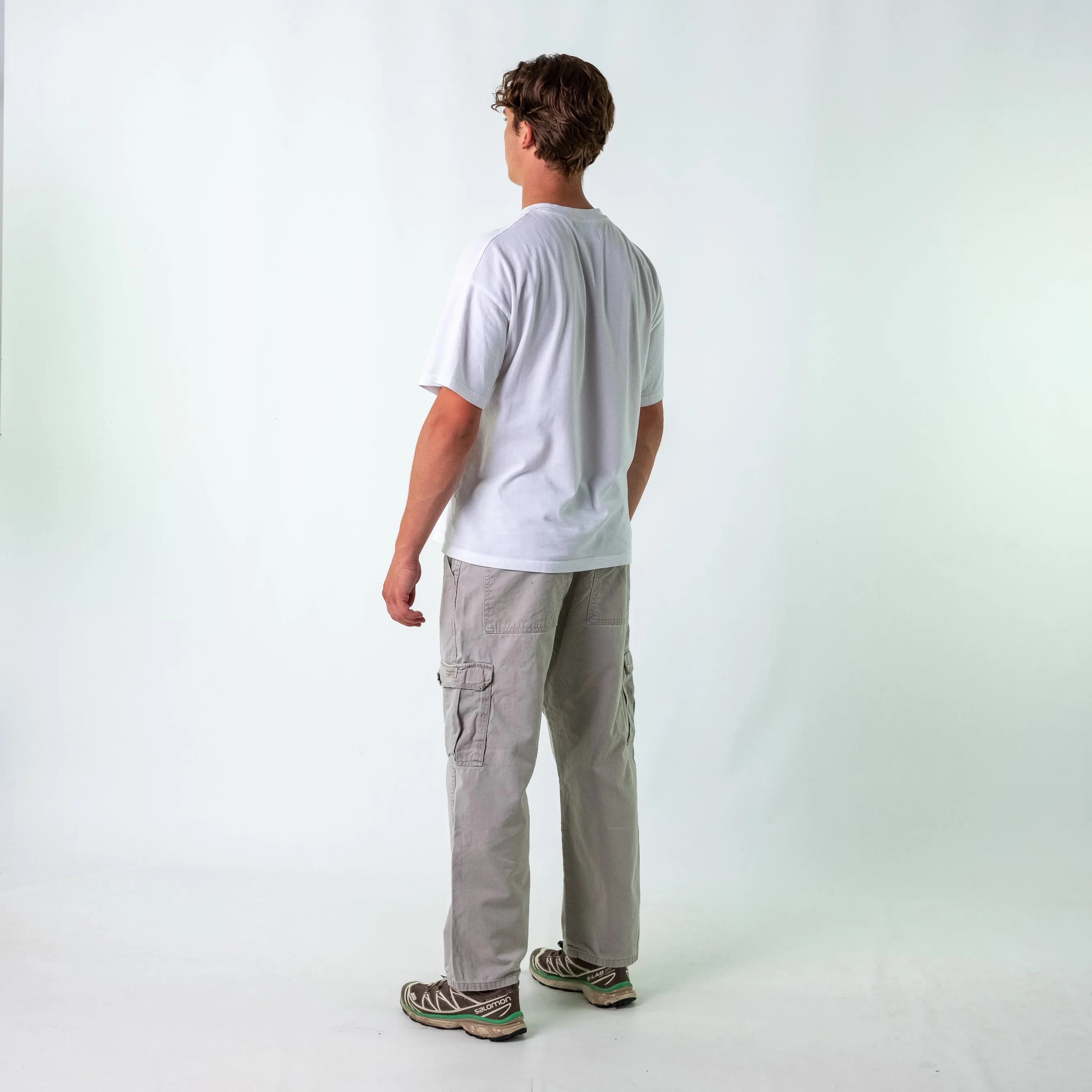 Light Grey 90s Wrangler Woven Cargo Pants Baggy Pants (34x30)