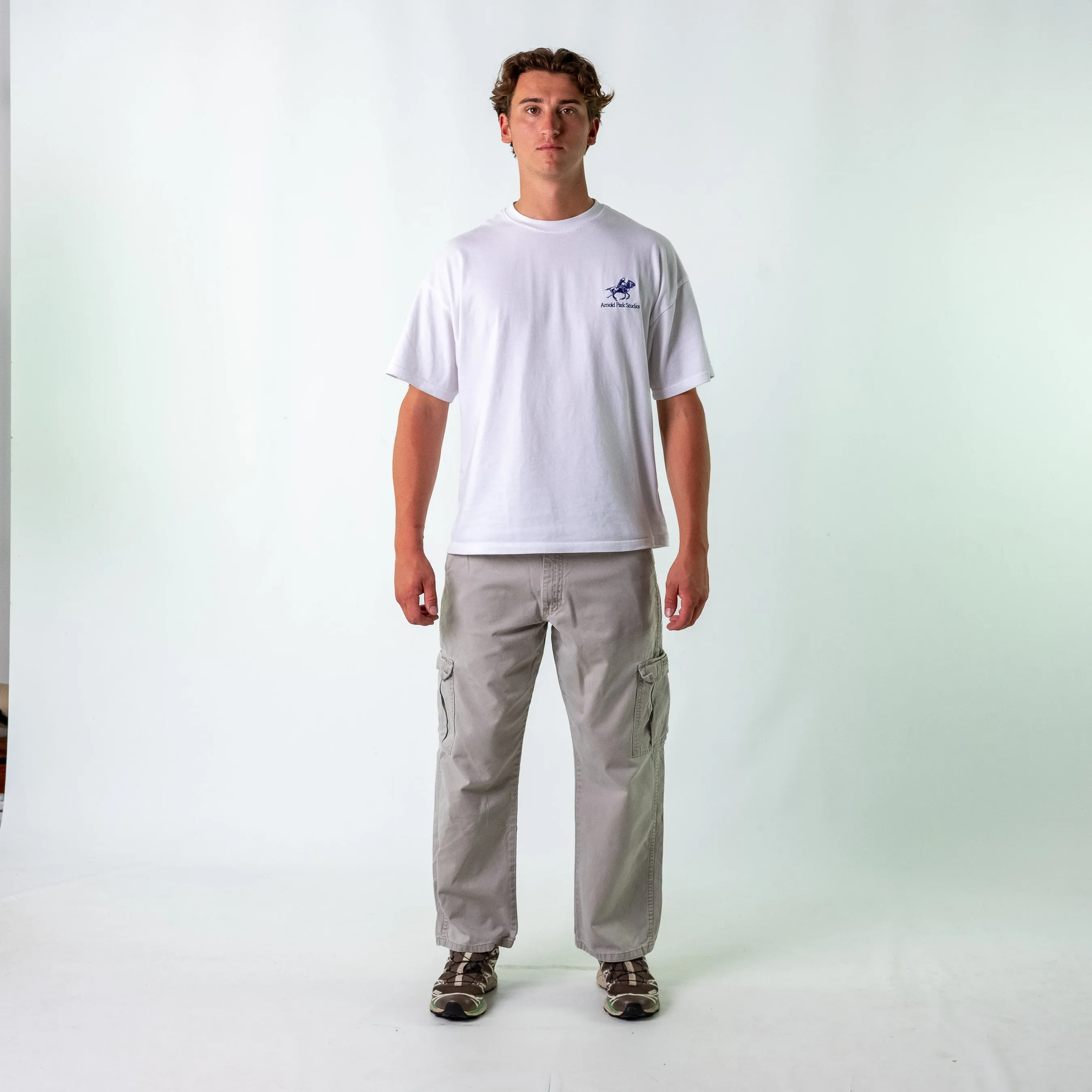 Light Grey 90s Wrangler Woven Cargo Pants Baggy Pants (34x30)