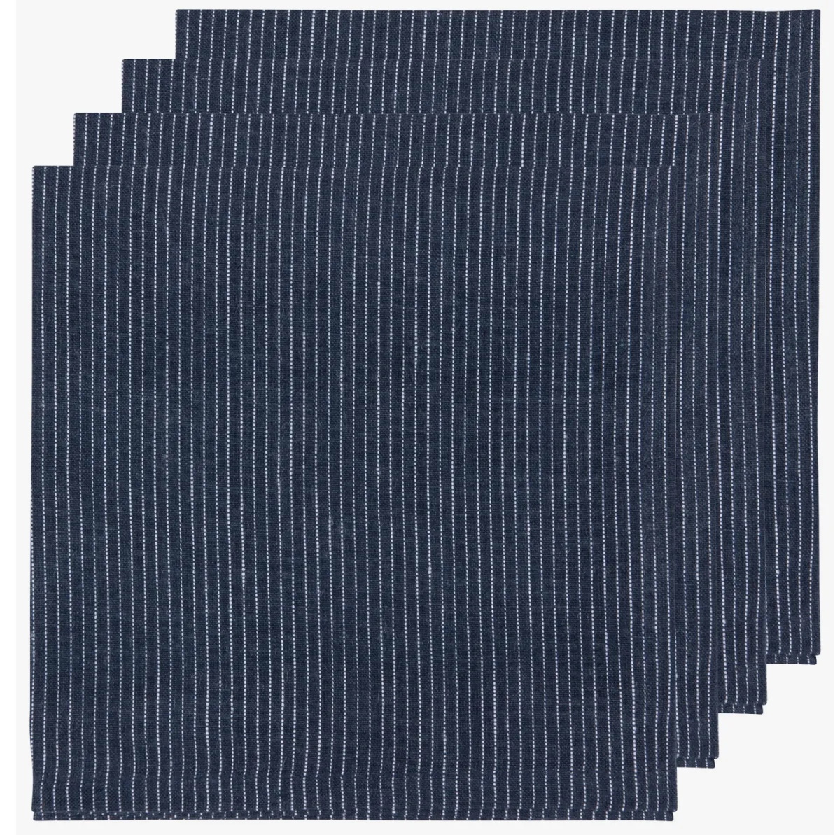 Linen Napkins- Set of 4- Navy Pinstripe