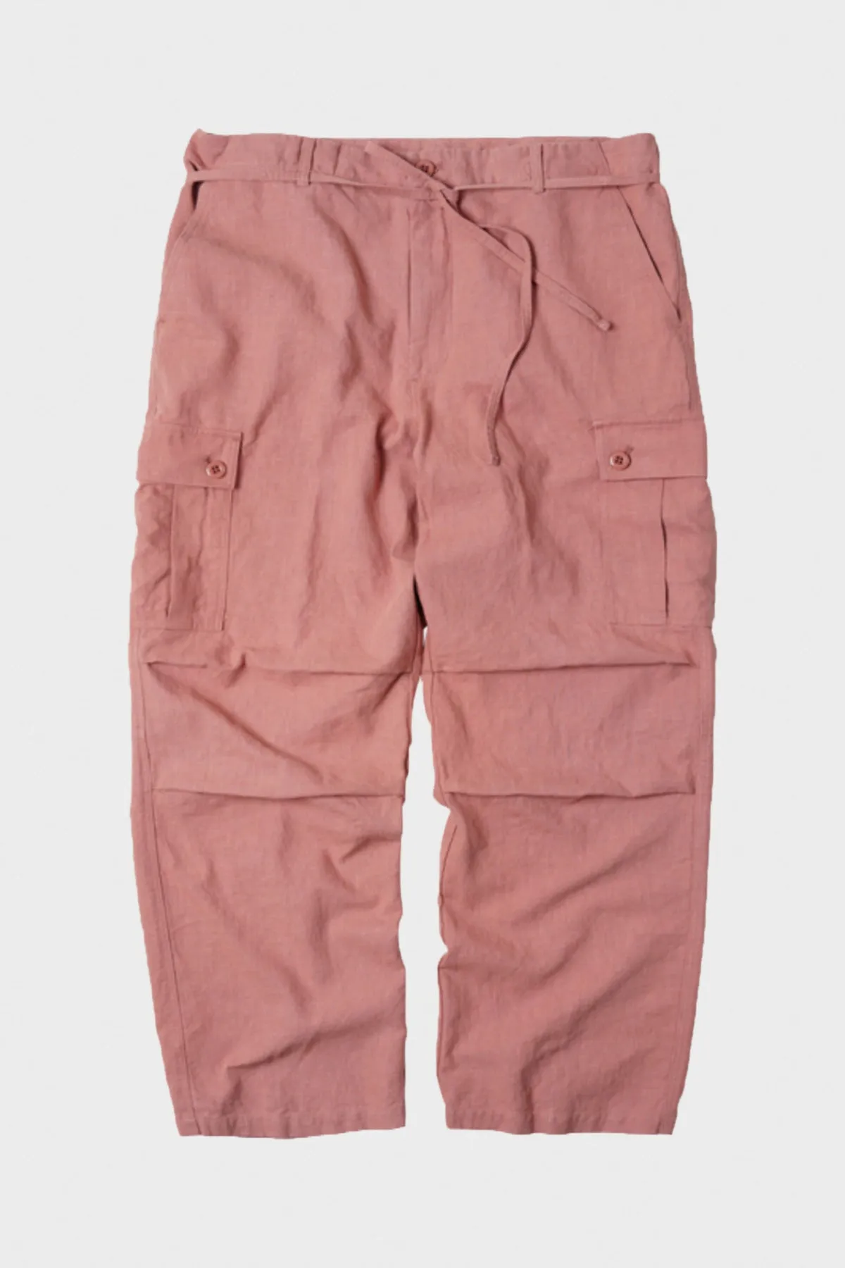 Linen Parachute Cargo Pants - Indian Pink