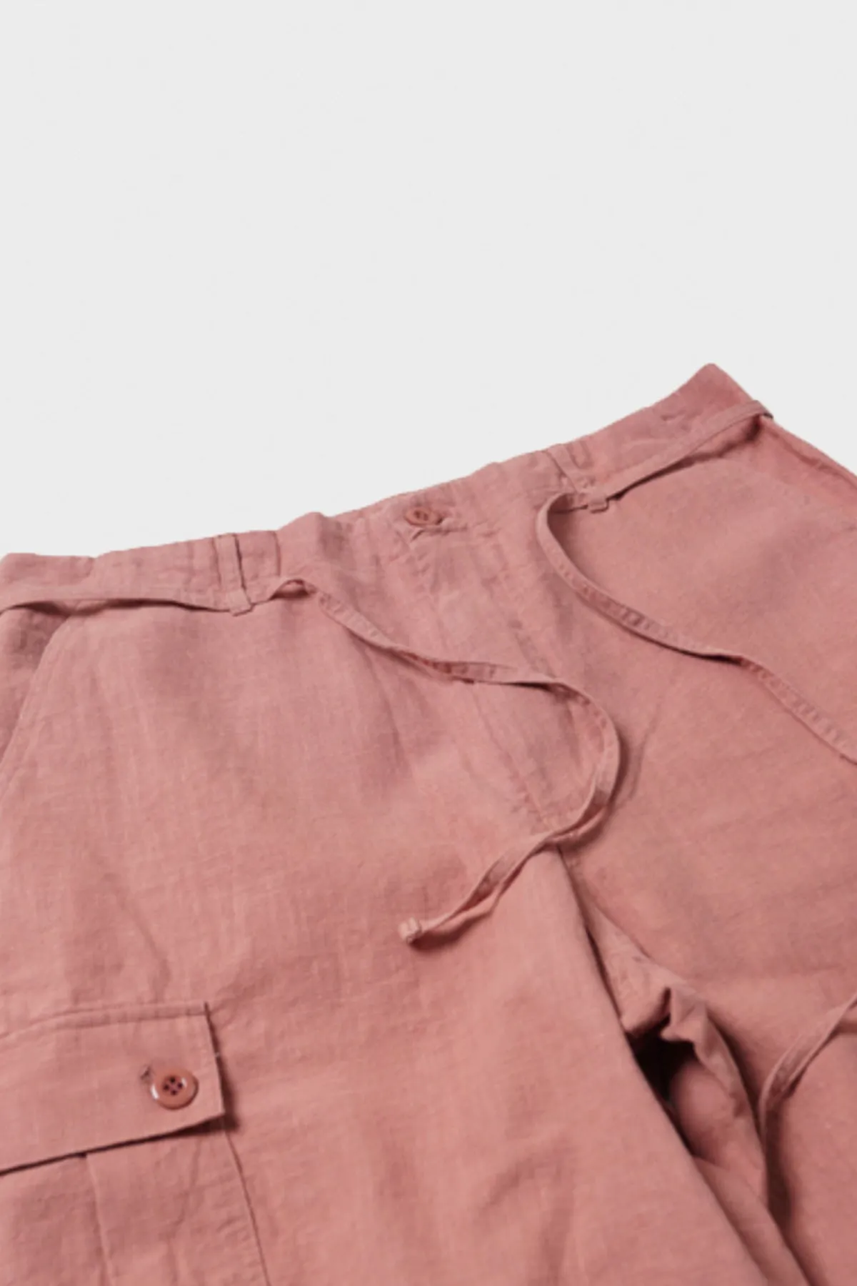 Linen Parachute Cargo Pants - Indian Pink