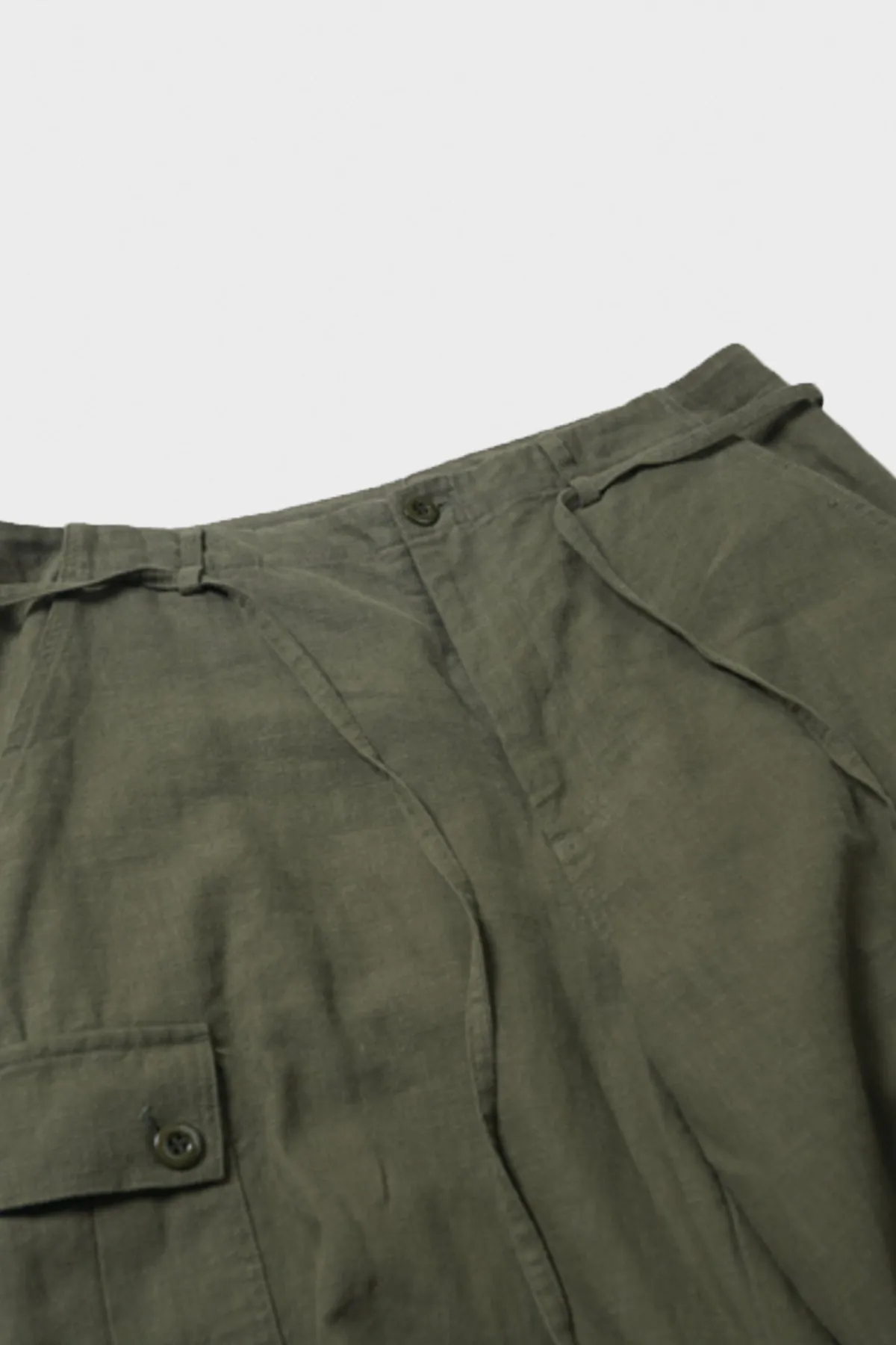 Linen Parachute Cargo Pants - Olive