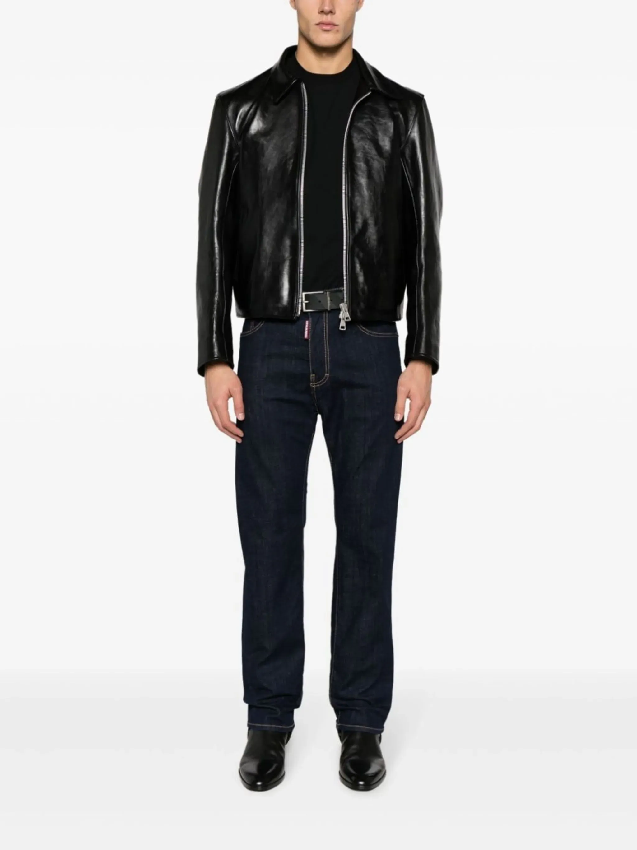 logo-patch slim-leg jeans