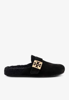 Logo-Plaque Suede Slippers