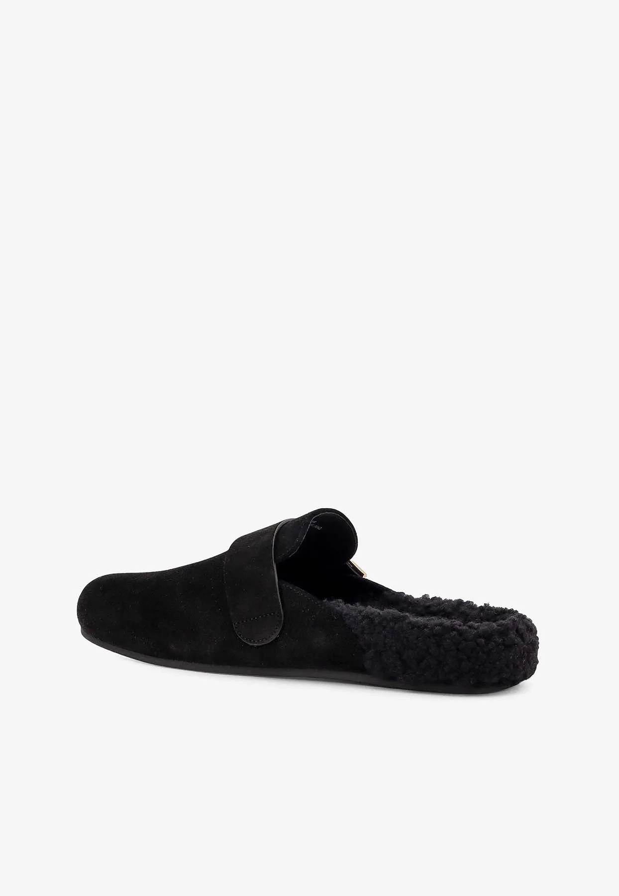 Logo-Plaque Suede Slippers