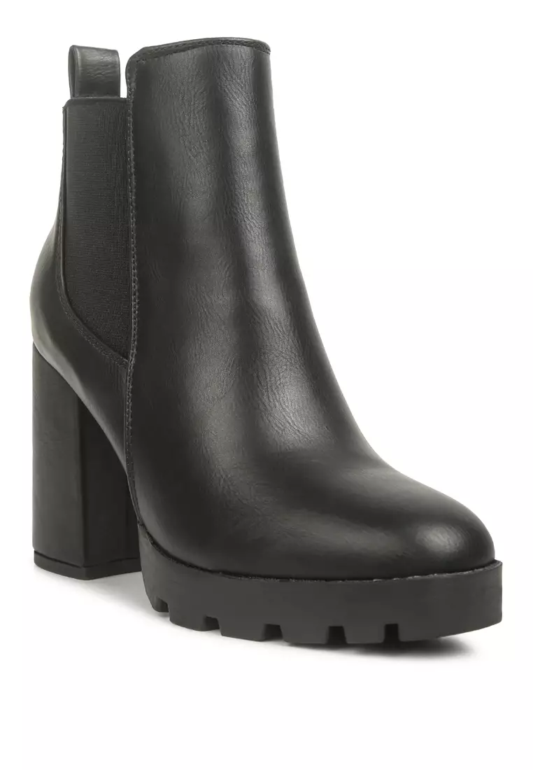 London Rag Black Block Heeled Boot
