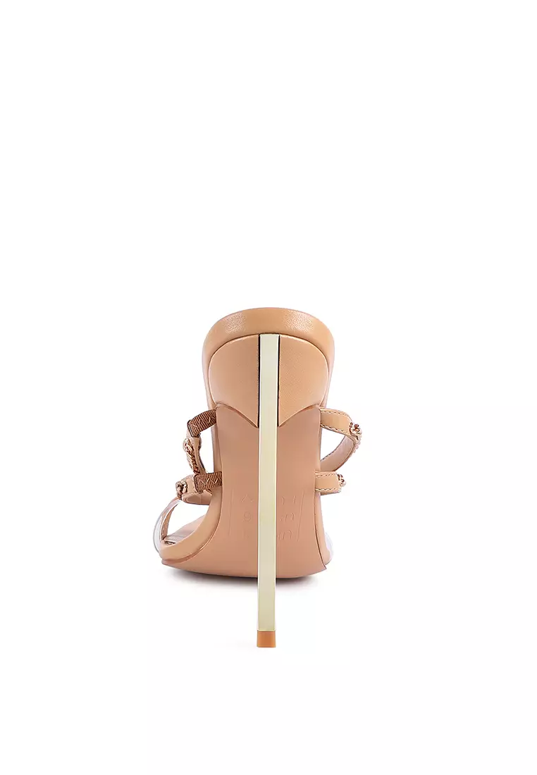 London Rag Latte High Heeled Toe Ring Sandals