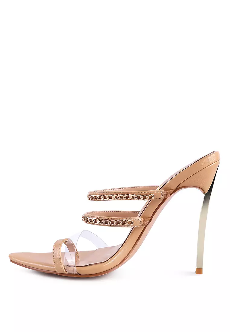 London Rag Latte High Heeled Toe Ring Sandals