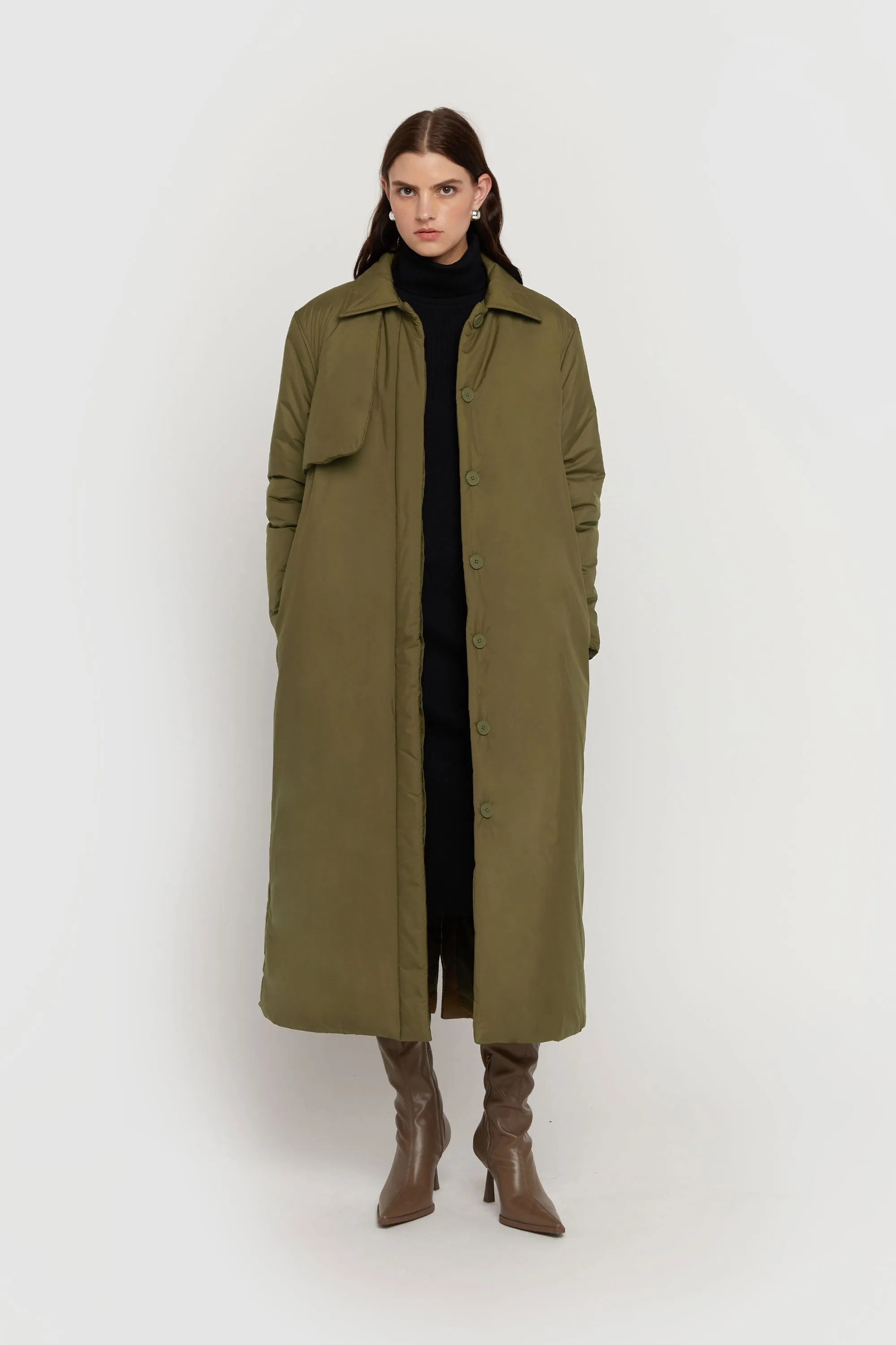 LONG BELTED PUFFER COAT