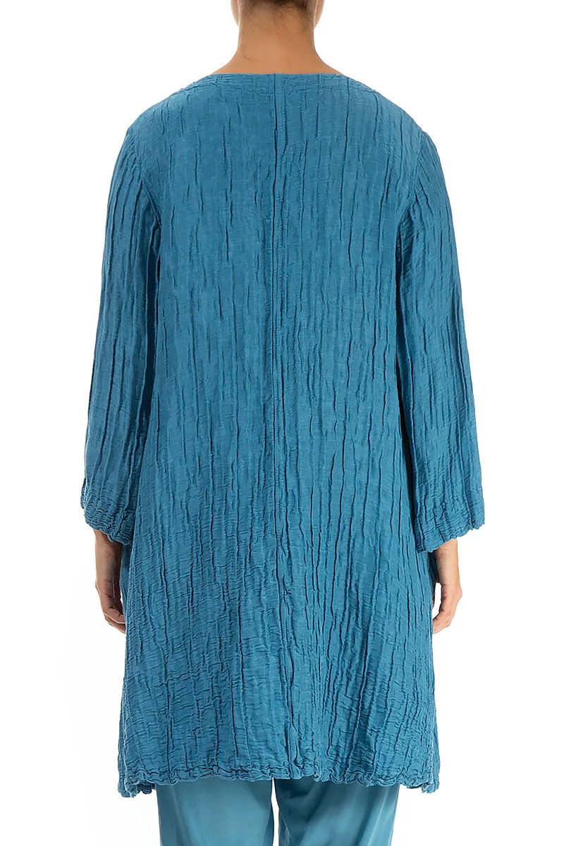 Loose Crinkled Denim Silk Tunic