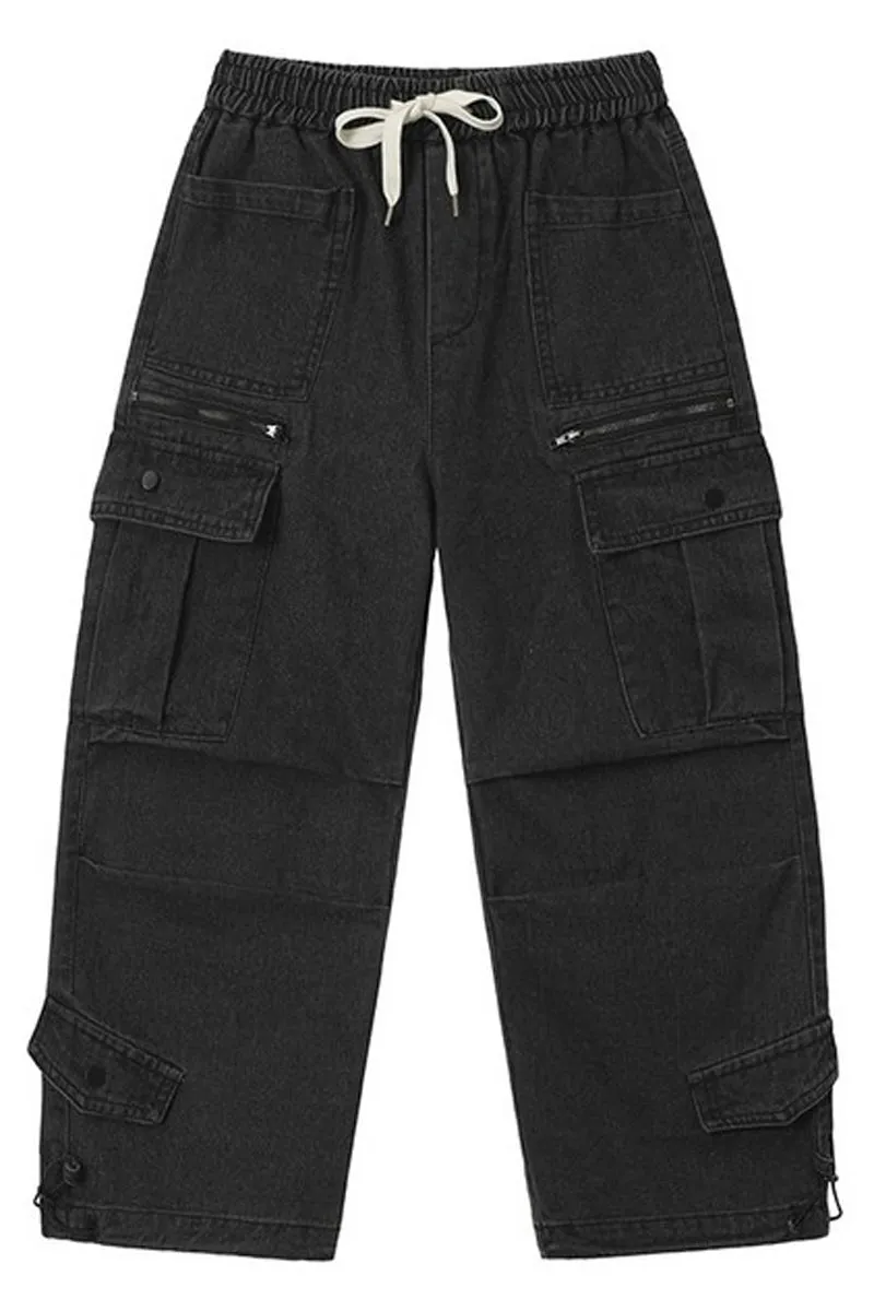 Loose Fit Denim Cargo Pants