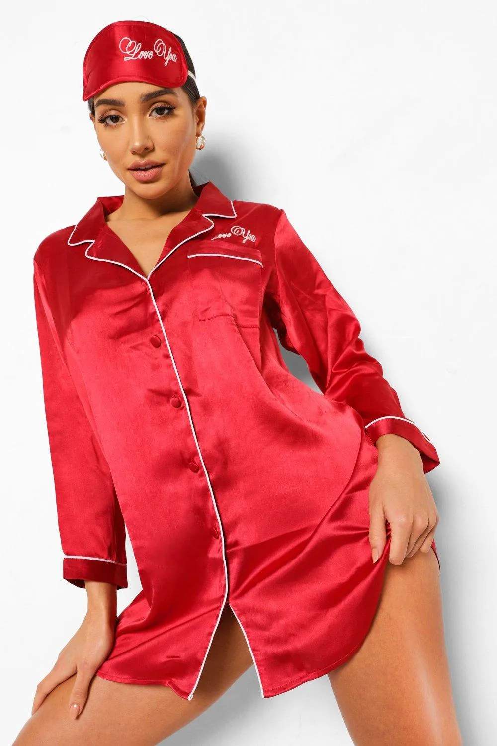 Love You Nightshirt and Mask Set