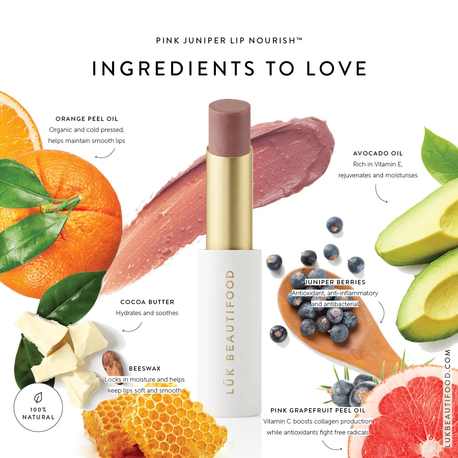 Luk Beautifood Lip Nourish Organic Natural Lipstick Pink Juniper