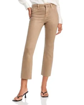 L'Agence Kendra High Rise Cropped Flared Jeans in Rye Coated