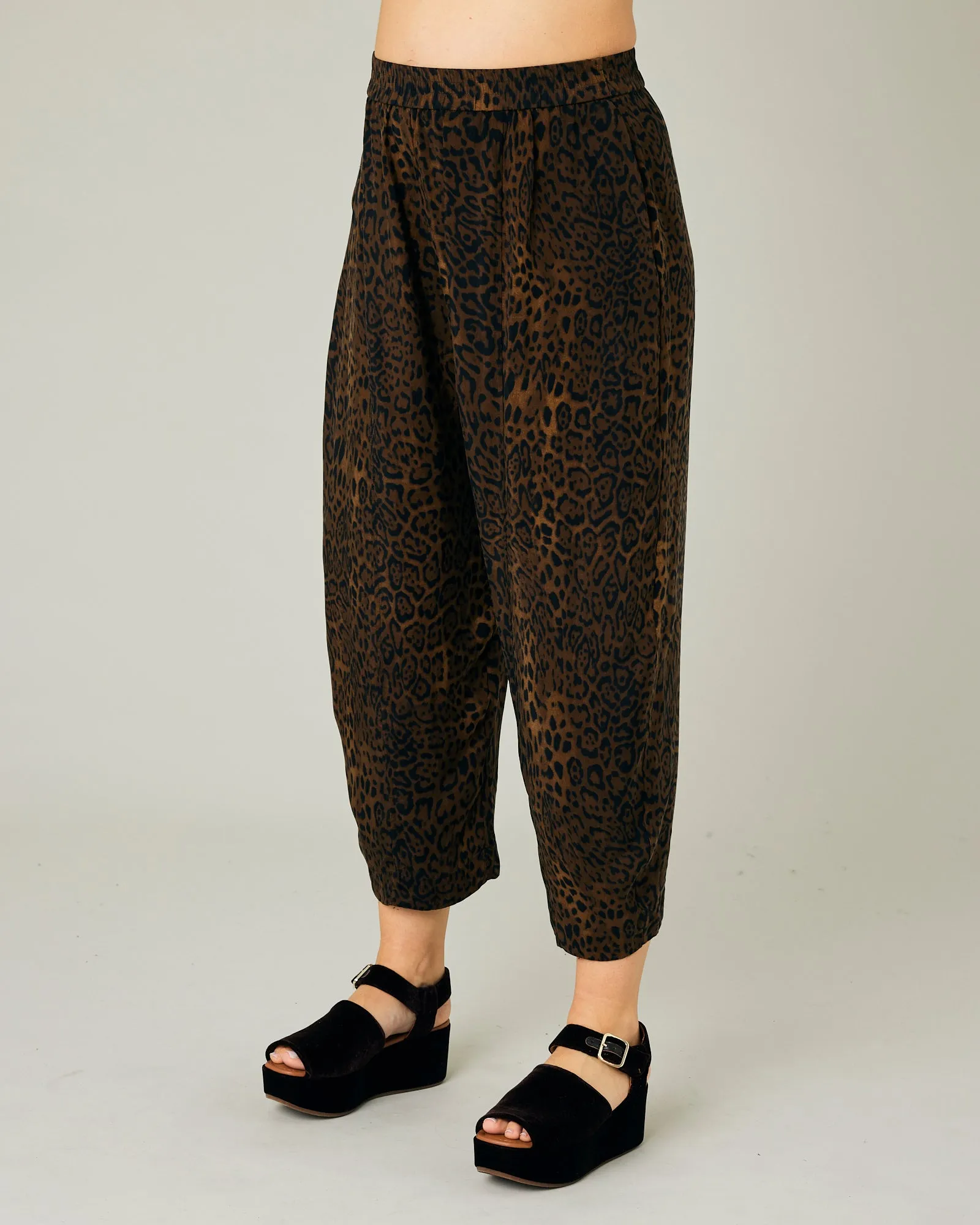 Mabel Dark Leopard Print Cupro Trousers