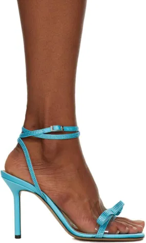 MACH & MACH Blue French Bow 95 Heeled Sandals