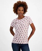 Macy's Nautica Jeans Women's Paisley Twist-Accent Crewneck T-Shirt