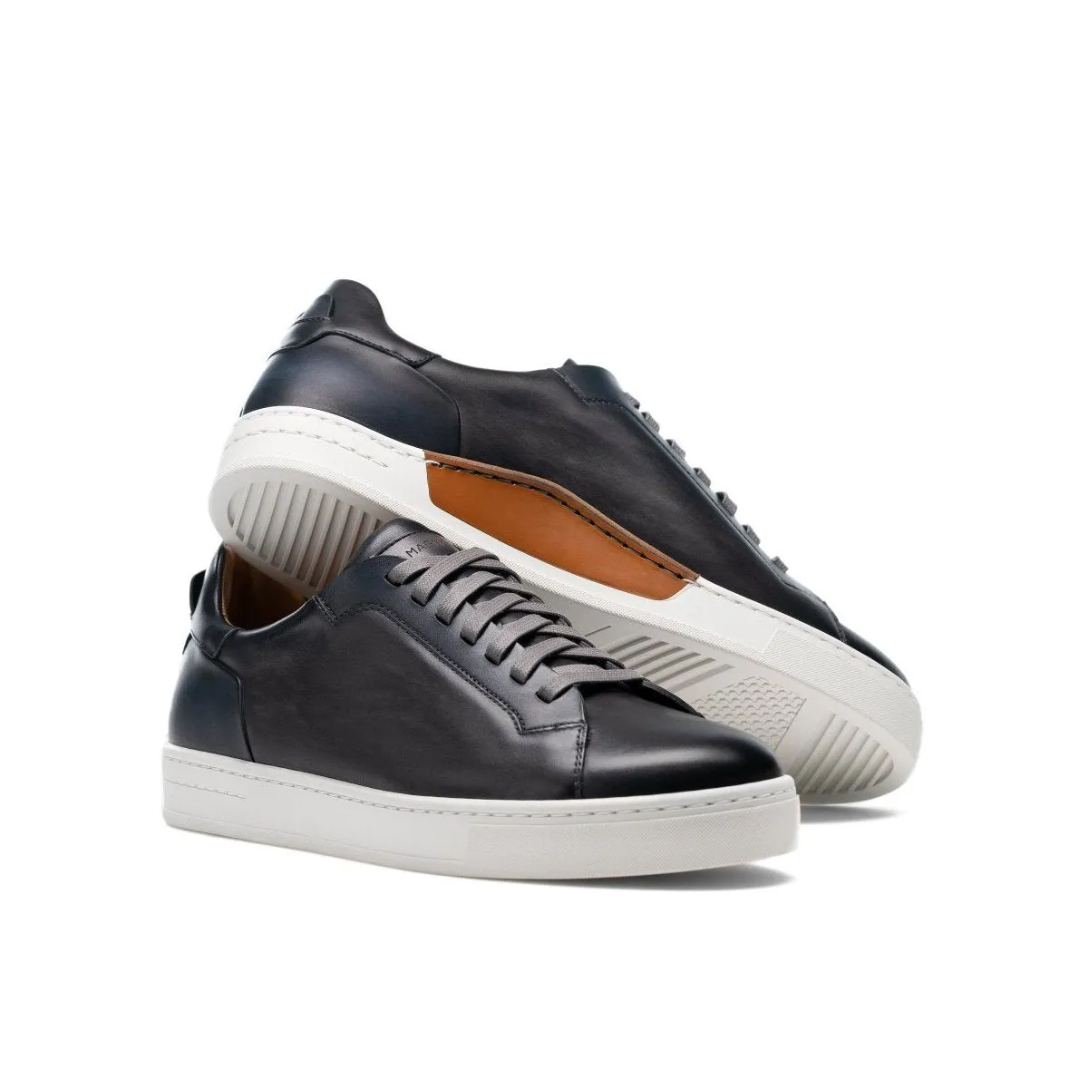 Magnanni 22464 Amadeo Men's Shoes Gray & Navy Calf-Skin Leather Casual Sneakers (MAGS1015)