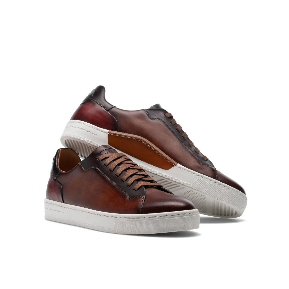 Magnanni Amadeo Men's Shoes Cognac & Brown Calf-Skin Leather Casual Sneakers (MAGS1014)