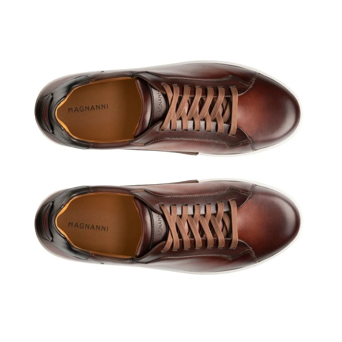 Magnanni Amadeo Men's Shoes Cognac & Brown Calf-Skin Leather Casual Sneakers (MAGS1014)