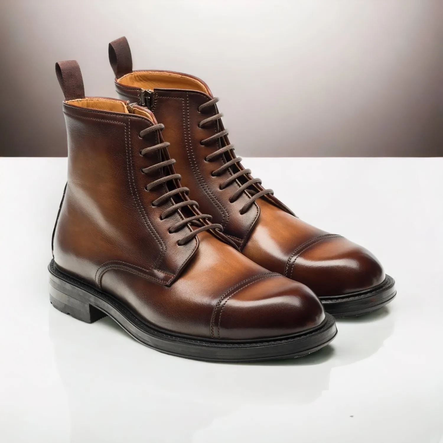 Magnanni Lerato 24786 Men's Shoes Medium Brown Calf-Skin Leather Derby Boots (MAGS1137)