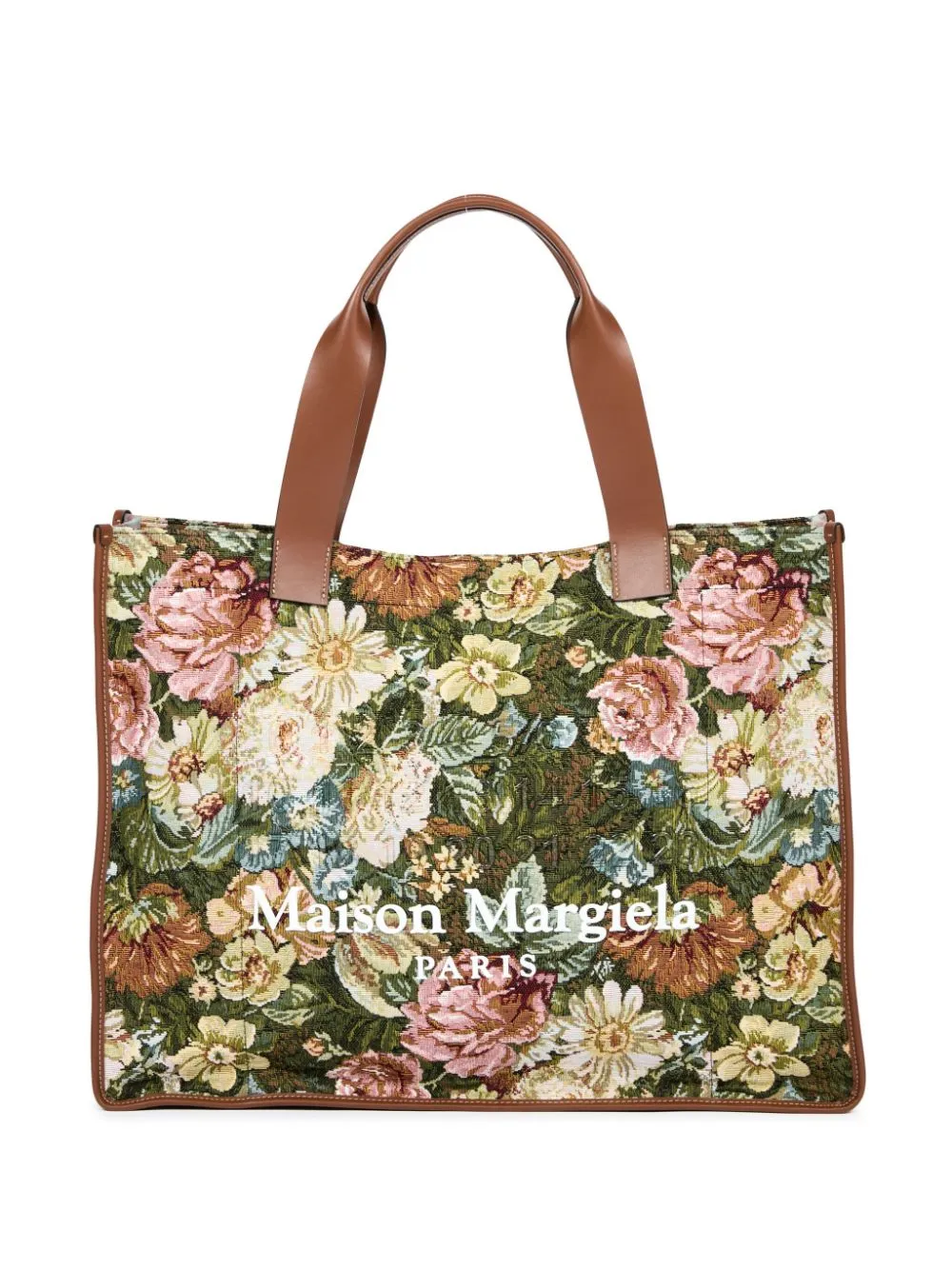 Maison Margiela large floral-print tote bag - Green