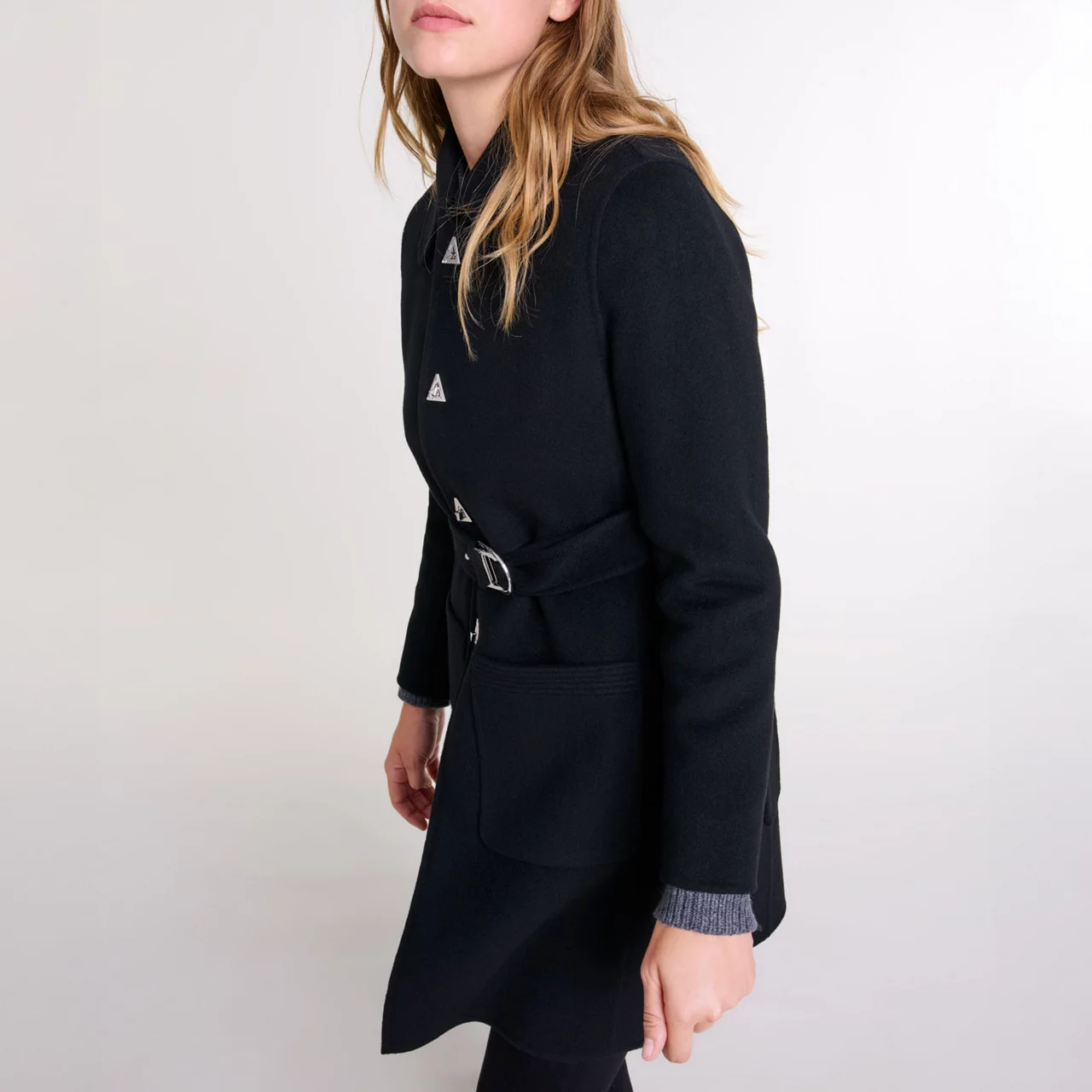 MAJE Belted Mid-Length Coat - Red