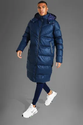 Man Active Gym Matte Hooded Longline Puffer