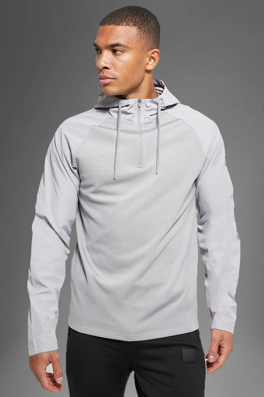 Man Active Gym Performance Matte Panel Hoodie