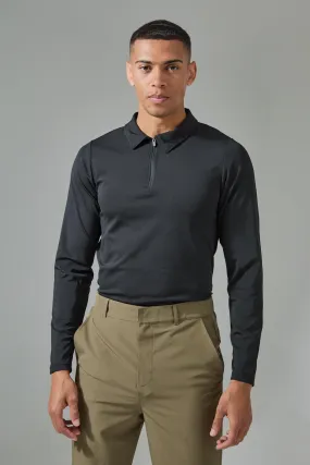 Man Active Long Sleeve Golf Slim Fit Polo